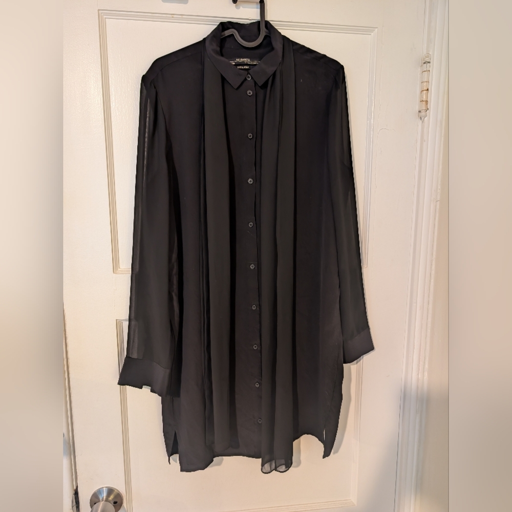 All Saints Women's Pure Silk Black Shirt Dress